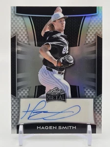 Autografo 2025 foglia metallo baseball Hagen Smith 22/35 argento prismatico #BA-HS1 - Foto 1 di 2
