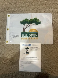 ROCCO MEDIATE SIGNED AUTOGRAPH 2008 US OPEN GOLF PIN FLAG ACOA LETTER COA TIGER  - Picture 1 of 7
