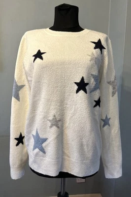 F&F White Star Pattern Jumper Size 10 Long Sleeve - Image 1 of 4