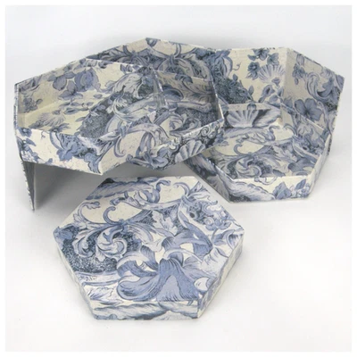 Caja de almacenamiento decorativa de cartón hexagonal tapa levanta diseño con bisagras 3 niveles Foto 1 de 4