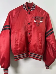 Vintage Chicago Bulls Chalk Line Red Satin Jacket Y 14/16 Bomber 90s NBA VTG - Picture 1 of 12