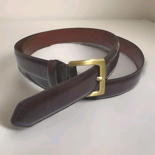 Cintura Coach Uomo Vintage Fibbia in Ottone Pelle Marrone Scuro 35" Pelle Mucca Lucidata