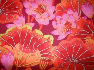 Kaffe Fassett LAKE BLOSSOMS RED 16" X WOF GP93 2 available original issue - Picture 1 of 5