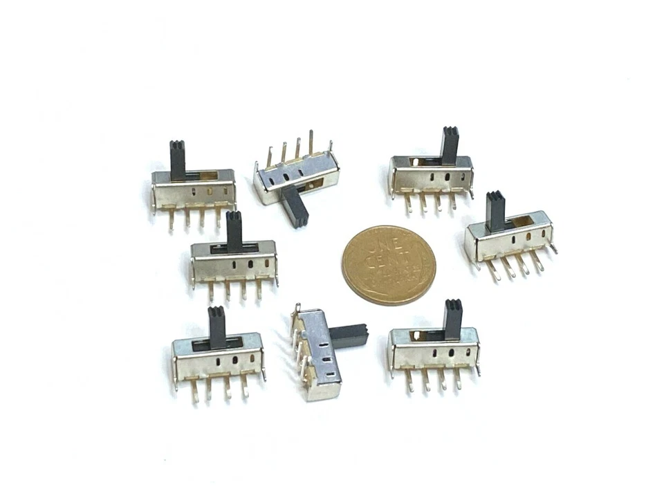 8 x Interruptor deslizante SS-13F24 3 posiciones encendido apagado palanca montaje lateral pcb 4 pines E10 Foto 1 de 1