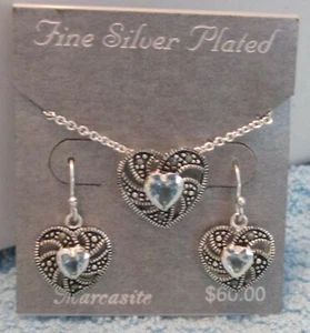 Fine Silver Plated Necklace Marcasite Crystals CZs - NWT - 24 Styles Avail - Picture 1 of 63