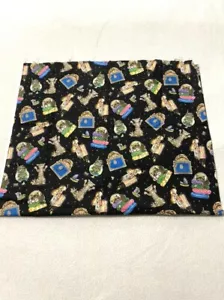 JoAnn Gary Patterson Black Kitty Cat Fabric 2 Yards x 21" Wide - Picture 1 of 3
