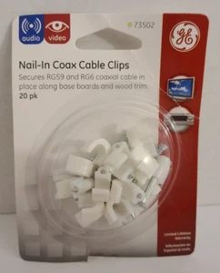 GE Nail-In Coax Cable Clips, White 73502, 20 pk - Picture 1 of 4