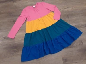 VVGUC Hanna Andersson girls size 130 knit twirl dress color block long sleeve 8 - Picture 1 of 2