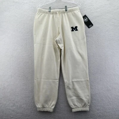 Pantalones deportivos U of M para hombre medianos blancos forrados de lana Jogger '47 marca Wolverines nuevos Foto 1 de 4