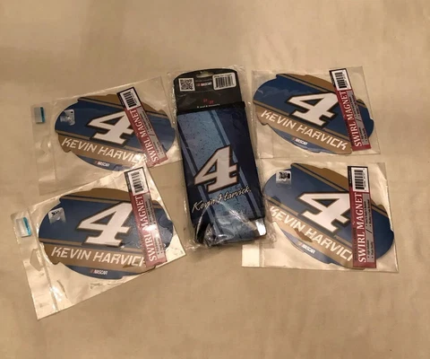 Kevin Harvick #4 Swirl Car Magnet  Lot of 4and 24oz Can Hugger-NASCAR Racing-NIP Cover