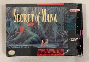 1993 SUPER NINTENDO SNES SECRET OF MANA CART + BOX + INSERT NO MANUAL OR MAP - Picture 1 of 14