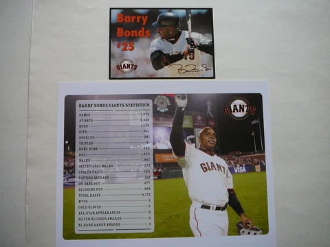 SF Giants "Thanks Barry!" Barry Bonds Giants Statistics Poster & #25 Card,SGA Cover