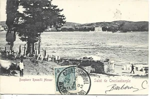 1902 TURKEY CONSTANTINOPLE BOSPHORUS RUMELI HISSAR AUSTRIAN POST OFFICE LEVANT - Picture 1 of 2
