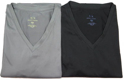 Lot of Two Armani Exchange A/X Mens Gray Black Slim Fit V-Neck T-Shirts XXL 2XL - Image 1 of 4