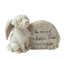 Set of 2 "In Memory of.." Puppy Memorial 6-1/4" Resin Garden Stones - Picture 1 of 4
