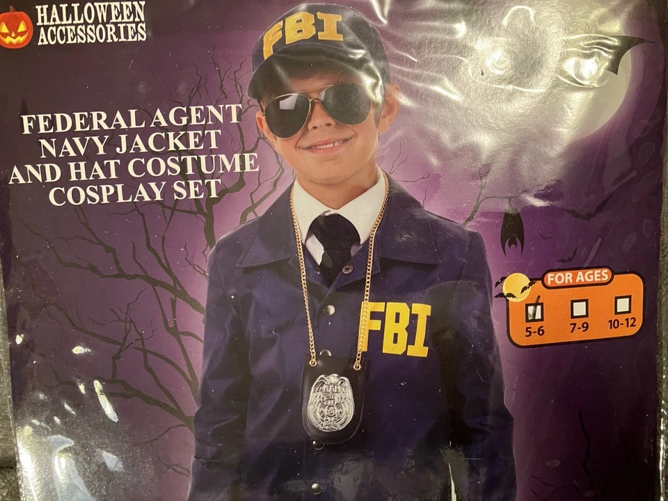 Disfraz FBI para niño: chaqueta y sombrero solo nuevo en paquete  Foto 1 de 3