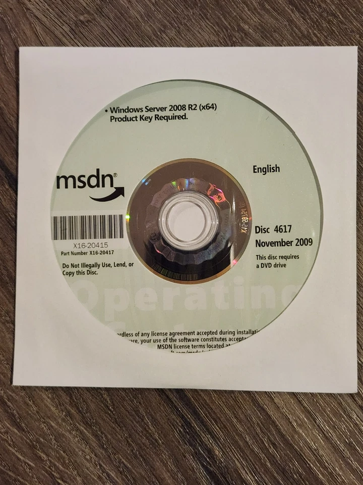 Microsoft Windows Server 2008 R2 (x64)  MSDN DVD Disc English X16-20417 - Image 1 of 1