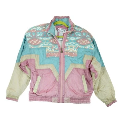 Chaqueta cortavientos vintage Active Stuff panel polar ~ bloque de color abstracto Foto 1 de 4