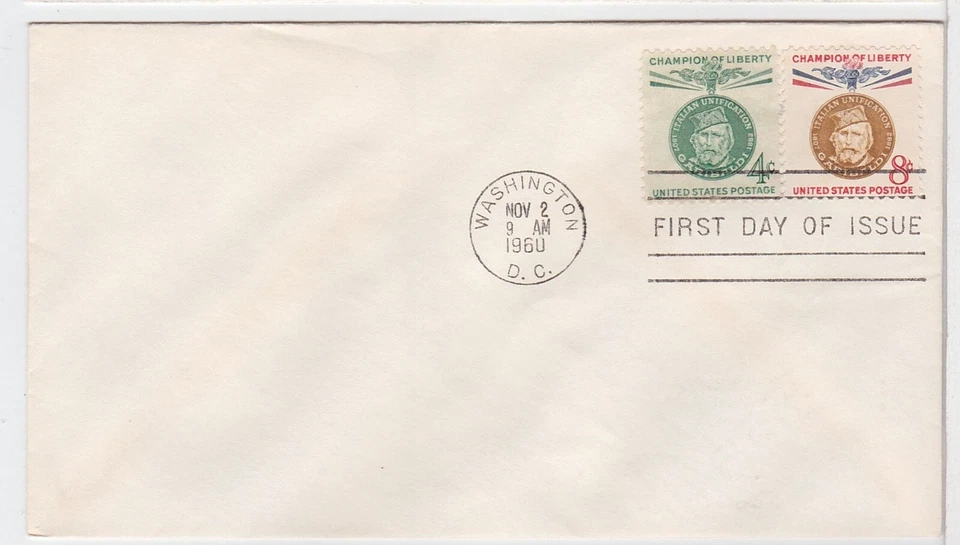 TurtlesTradingPost - Giuseppe Garibaldi 1960 #1168-69  FDC- Both Stamps - Image 1 of 1