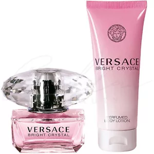 VERSACE Bright Crystal Eau De Toilette 50ml e Lozione Corpo 100ml Confezione Regalo *NUOVO* - Foto 1 di 4