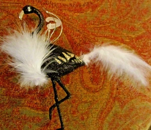 1 Black Flamingo Feather Bling Christmas Halloween Ornament Decoration Fluffy - Picture 1 of 4