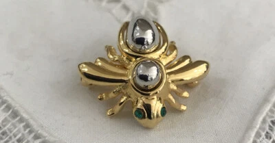 Broche Prendedor Intercambiable Joan Rivers Cristal Verde Estrás Ojos Firmado Leer Foto 1 de 4