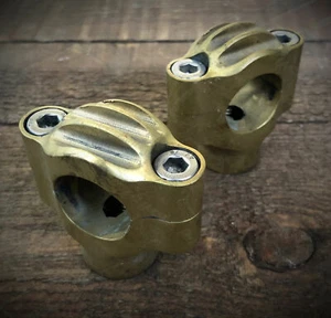 Solid Brass Motorcycle 1" Handlebar Low Riser Bobber Chopper Custom Harley 35mm - Picture 1 of 11