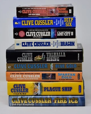Clive Cussler Lot Books Dirk Pitt Paperback Hardcover Adventure Series Novels - Image 1 of 4