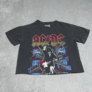 ACDC Shirt Womens Medium Large Crew Neck Lightweight Cut Off Music Cropped - Picture 1 of 7