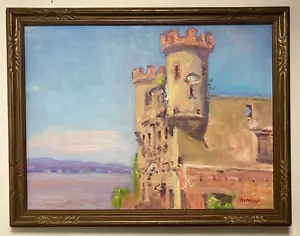 Vintage Original Öl - Plein Air Impressionist Architektur Landschaft - signiert - Bild 1 von 9