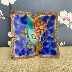 Enamel and copper trinket dish or ashtray - retro home accessories - Picture 1 of 10