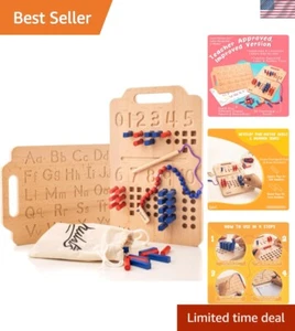 Wooden Montessori Counting Peg Board and Letter Tracing Toy for Toddlers - Picture 1 of 7