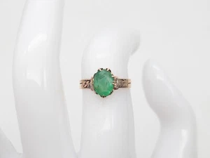 Antique Victorian 1870s $3400 2ct Colombian Emerald 14k Yellow Gold Band Ring - Picture 1 of 5