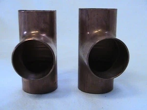 2 MUELLER 1-1/2" X 1-1/2" X 1-1/2" COPPER SWEAT TEES C X C X C #W04084 - Picture 1 of 4