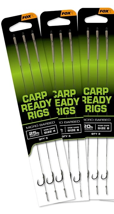 Fox EOS Karpfenready Rigs x 3 pro Packung - Wide Gape - Micro Stachel - Karpfenangeln