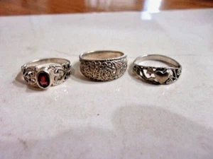 Anillo vintage de plata de ley con piedra granate - Imagen 1 de 8