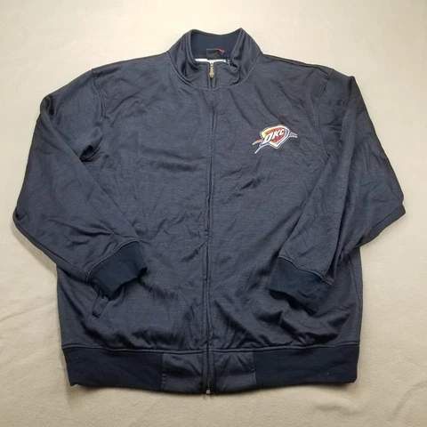 Oklahoma City Thunder Jacket Men XLT XL Tall Blue Full Zip Majestic Fleece Lined Cover