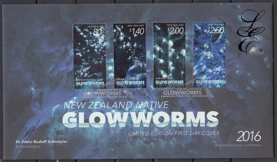 NEW ZEALAND 2016 Native Glowworms, Limited Edition FDC - Image 1 of 1