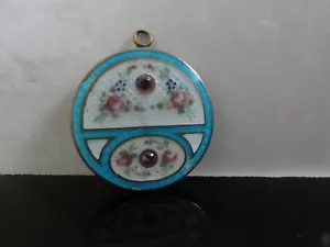 VICTORIAN BREATHTAKING PENDANT FRENCH GUILLOCHÉ ENAMEL RUBY FLOWERS CLUSTERS - Picture 1 of 7