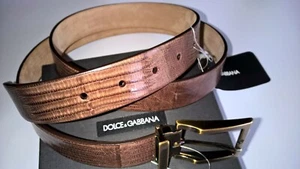 NWT $825 MEN'S DOLCE&GABBANA GENUINE TEJUS BROWN 110CM/44'' BELT BC2393 ITALY - Picture 1 of 11