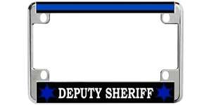 Marco de metal para licencia de motocicleta Thin Blue Line Adputy Sheriff Police - Imagen 1 de 4
