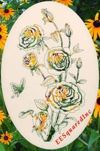 Roses Static Cling Window Decal OVAL 10x16 Sliding Glass / Shower Doors Decor - Picture 1 of 8