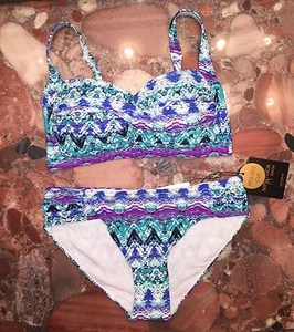 Nip Tuck Bond-eye Blue Bikini 2pc Set Swimsuit Womens US 6 NWT - Picture 1 of 6