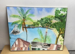 "Acuarela Michael Donelan original vintage junto al mar 29,75x24"" enmarcada fecha 05" - Imagen 1 de 20