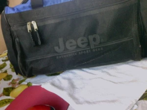 Vintage 1999 Jeep Authentic Sport Gear Nylon Seesack schwarz & blau - Bild 1 von 8