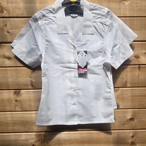 Girls School Shirts 8-9-10 Years Slim Fit 2 Pack Short Sleeve Non-Iron Teflon - Picture 1 of 7