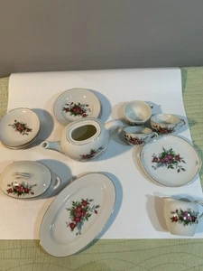 Vintage Porcelain Teaset Japan Royal Rose Miniature Moss Rose - Picture 1 of 14