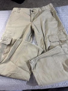 Boys Size 10 Husky Khaki Cargo Pants By Wrangler - Picture 1 of 12