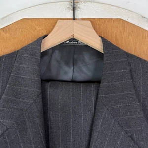 Valentino Suit Mens 43R Gray Pinstripe 2 Button Flannel Wool Canvas Pants 35x29 - Picture 1 of 23