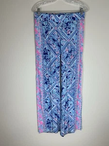LILLY PULITZER Bal Harbour Damen S rosa/blau Hose Palazzo Urlaub Girly Pool - Bild 1 von 5